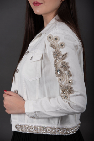 Geaca Denim Handmade Natalia cu decoratiuni aurii [1]