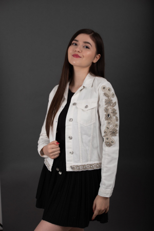 1-8 Martie - Geaca Denim Handmade Natalia cu decoratiuni aurii