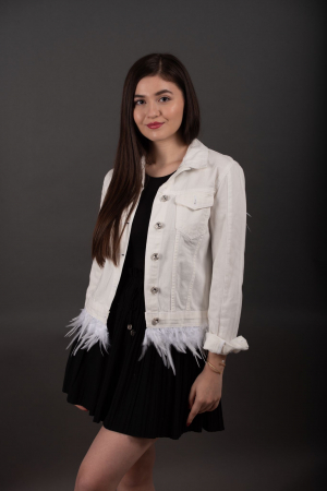 Geci Denim Handmade - Geaca Denim Handmade cu pene Nicola