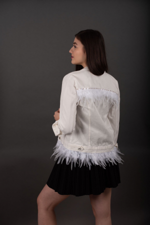 Geaca Denim Handmade cu pene Nicola [3]