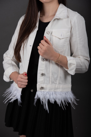 Geaca Denim Handmade cu pene Nicola [2]