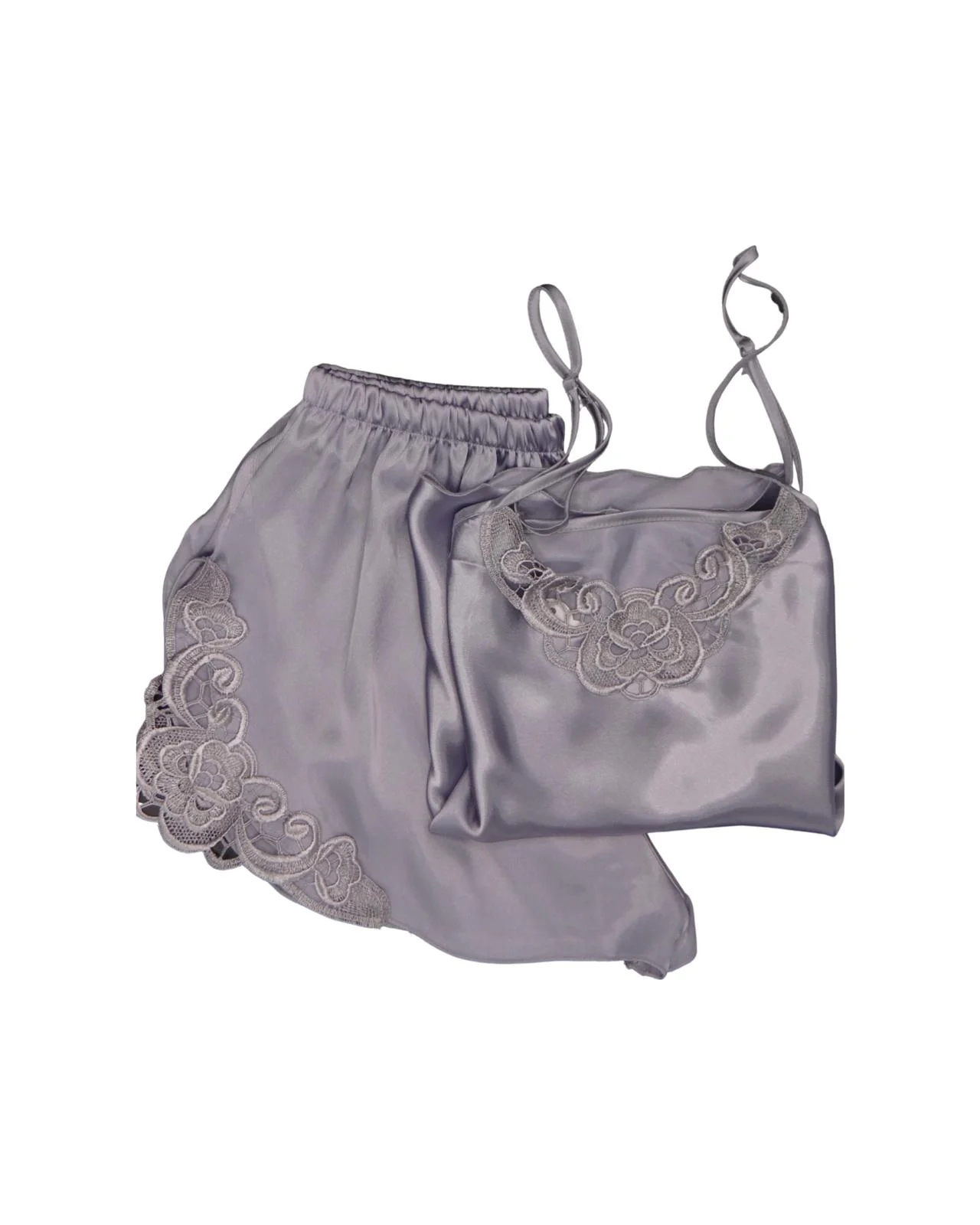 Pijama scurtă din satin Mauve Tinge [2]