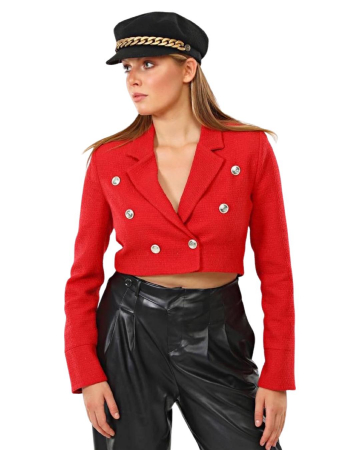 Sacou Rosu Scurt Dama Cropped Hot Red [2]