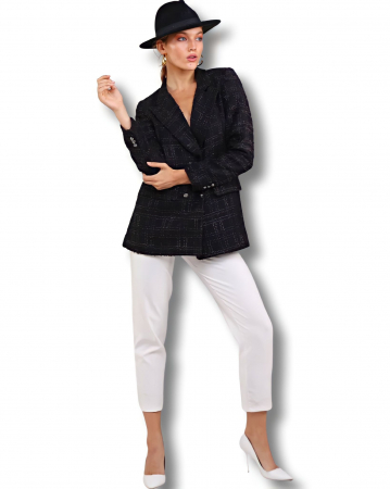 Sacou negru dama cu carouri fine Midnight [1]