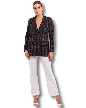 Sacou dama negru cu carouri contrastante Obsidian [2]