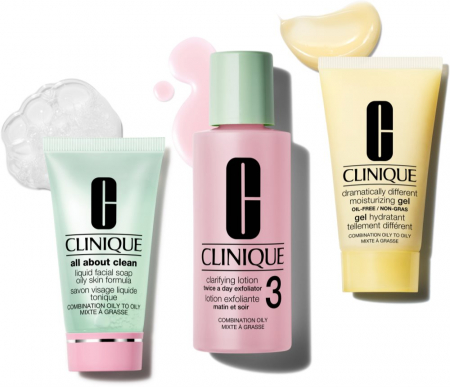 Produse de îngrijire a pielii - Clinique - Set de călătorie Clinique 3-Step Skincare Systemmpentru Ten Mixt/Gras