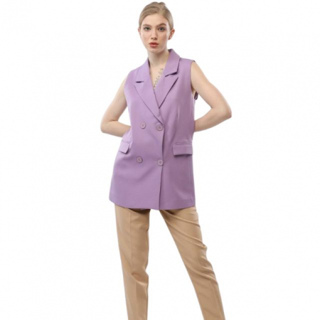 Vesta eleganta cu buzunare și nasturi, Lila [1]