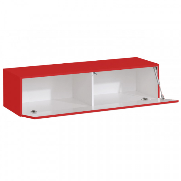 Comodă TV 120 MDF Rosu Lucios - Quadro | Modul Mobilier Suspendat Premium Configurabil Fără Mânere/Push to Open - Hulgo Mobili [3]