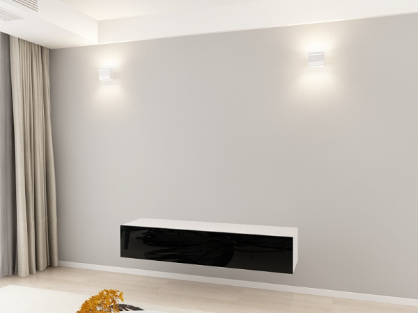 Comodă TV 160 MDF Alb/Negru Lucios - Quadro | Modul Mobilier Suspendat Premium Configurabil Fără Mânere/Push to Open - Hulgo Mobili [2]