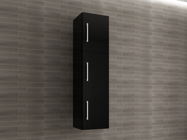 Corp Baie EOS Suspendat 3 Uși MDF Negru Lucios 120x30x30 cm | Mobilier Baie Modern, Premium, Configurabil si Personalizabil - Hulgo Mobili [2]