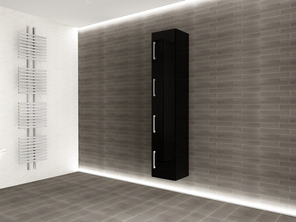 Corp Baie EOS Suspendat 4 Uși MDF Negru Lucios 160x30x30 cm | Mobilier Baie Modern, Premium, Configurabil si Personalizabil - Hulgo Mobili [4]