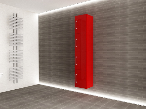 Corp Baie EOS Suspendat 4 Uși MDF Rosu  Lucios 160x30x30 cm | Mobilier Baie Modern, Premium, Configurabil si Personalizabil - Hulgo Mobili [4]