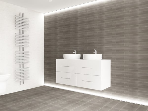 Corp Baie EOS Suspendat 2 Lavoare 4 Sertare MDF Alb Lucios 120x60x45 cm | Mobilier Baie Modern, Premium, Configurabil si Personalizabil - Hulgo Mobili [4]