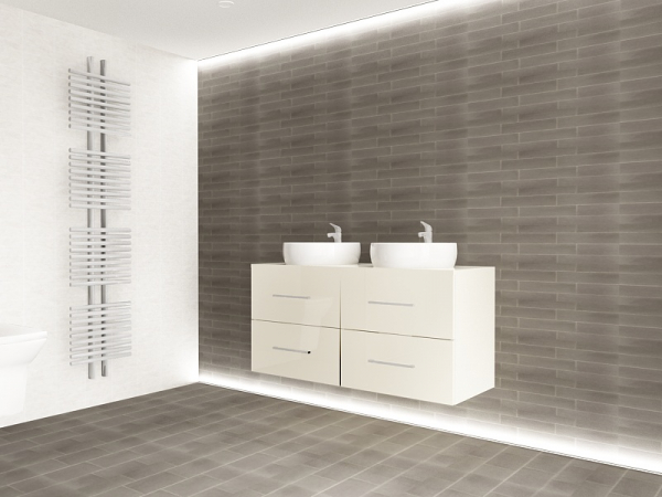 Corp Baie EOS Suspendat 2 Lavoare 4 Sertare MDF Crem Lucios 60x120x45 cm | Mobilier Baie Modern, Premium, Configurabil si Personalizabil - Hulgo Mobili [4]