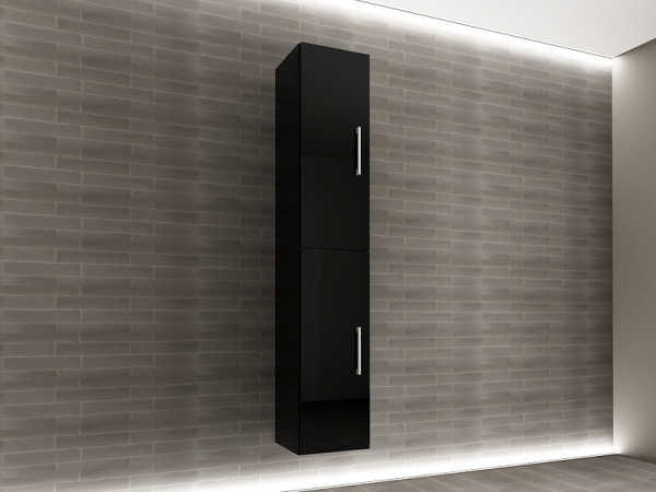 Corp Baie EOS Suspendat 2 Uși MDF Negru Lucios 160x30x30 cm | Mobilier Baie Modern, Premium, Configurabil si Personalizabil - Hulgo Mobili [2]