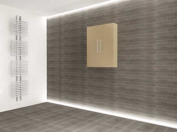 Corp Baie EOS Suspendat 2 Uși MDF Cappuccino Lucios 80x60x15 cm | Mobilier Baie Modern, Premium, Configurabil si Personalizabil - Hulgo Mobili [4]