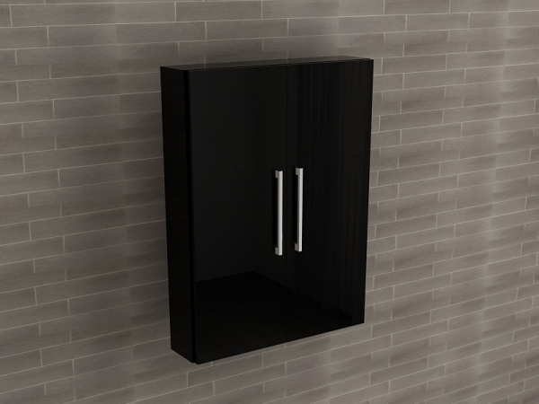 Corp Baie EOS Suspendat 2 Uși MDF Negru Lucios 80x60x15 cm | Mobilier Baie Modern, Premium, Configurabil si Personalizabil - Hulgo Mobili [2]