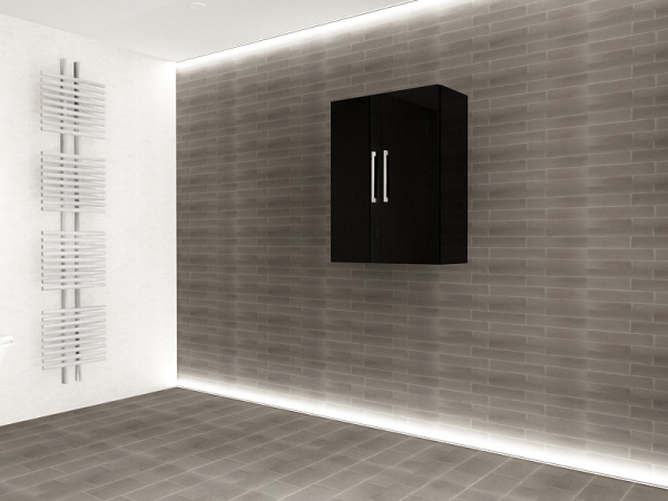 Corp Baie EOS Suspendat 2 Uși MDF Negru Lucios 80x60x30 cm | Mobilier Baie Modern, Premium, Configurabil si Personalizabil - Hulgo Mobili [4]