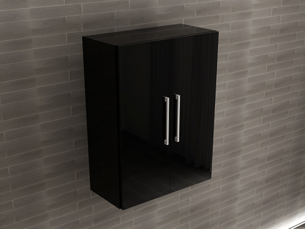 Corp Baie EOS Suspendat 2 Uși MDF Negru Lucios 80x60x30 cm | Mobilier Baie Modern, Premium, Configurabil si Personalizabil - Hulgo Mobili [2]