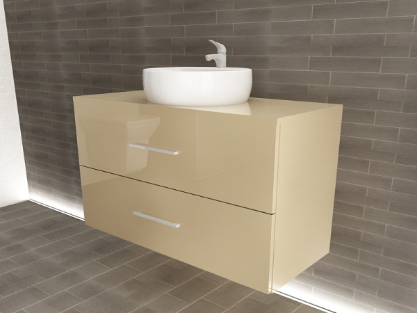 Corp Lavoar Baie EOS Suspendat 2 Sertare MDF Cappuccino Lucios 100x60x45 cm | Mobilier Baie Modern, Premium, Configurabil si Personalizabil - Hulgo Mobili [2]