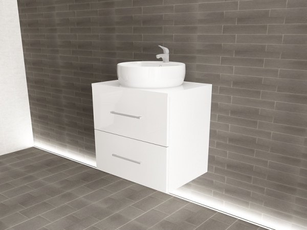 Corp Lavoar Baie EOS Suspendat 2 Sertare MDF Alb Lucios 60x60x45 cm | Mobilier Baie Modern, Premium, Configurabil si Personalizabil - Hulgo Mobili [2]