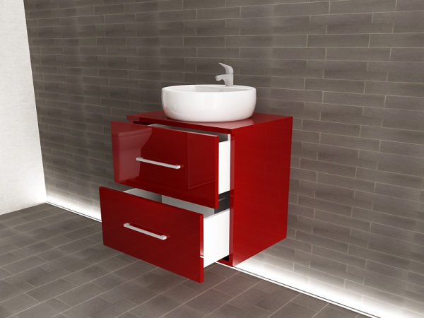 Corp Lavoar Baie EOS Suspendat 2 Sertare MDF Bordo Lucios 60x60x45 cm | Mobilier Baie Modern, Premium, Configurabil si Personalizabil - Hulgo Mobili [2]