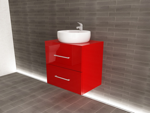 Corp Lavoar Baie EOS Suspendat 2 Sertare MDF Rosu Lucios 60x60x45 cm | Mobilier Baie Modern, Premium, Configurabil si Personalizabil - Hulgo Mobili [2]