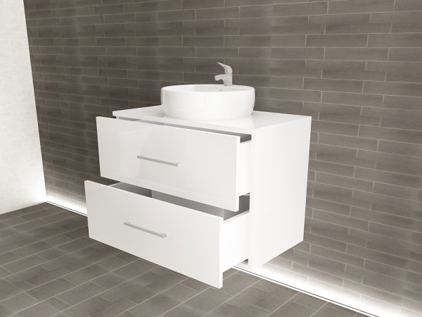 Corp Lavoar Baie EOS Suspendat 2 Sertare MDF Alb Lucios 80x60x45 cm | Mobilier Baie Modern, Premium, Configurabil si Personalizabil - Hulgo Mobili [3]