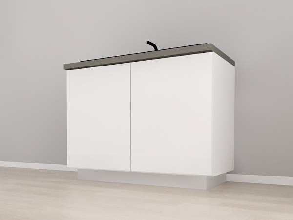 Corp Inferior 120 pentru Chiuvetă Blanca Alb Lucios - Modul Bucătărie Configurabil, Fără Mânere, Deschidere Prin Apăsare - Hulgo Mobili [3]