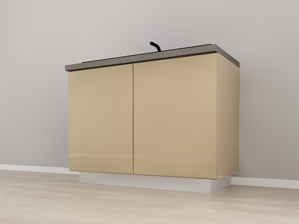 Corp Inferior 120 pentru Chiuvetă Blanca Cappuccino Lucios - Modul Bucătărie Configurabil, Fără Mânere, Deschidere Prin Apăsare - Hulgo Mobili [3]