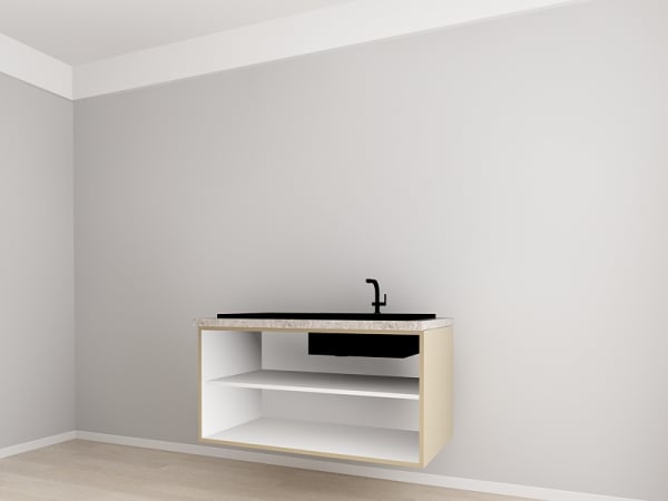 Corp Inferior 120 cm Adâncime 57 cm pentru Chiuvetă - Evora MDF Cappuccino Lucios | Modul Bucătărie Suspendat Premium Configurabil - Hulgo Mobili [3]