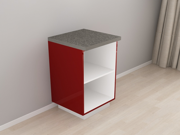 Corp Inferior 60 cu 1 Ușă Blanca Bordo Lucios - Modul Bucătărie Configurabil, Fără Mânere, Deschidere Prin Apăsare - Hulgo Mobili [2]