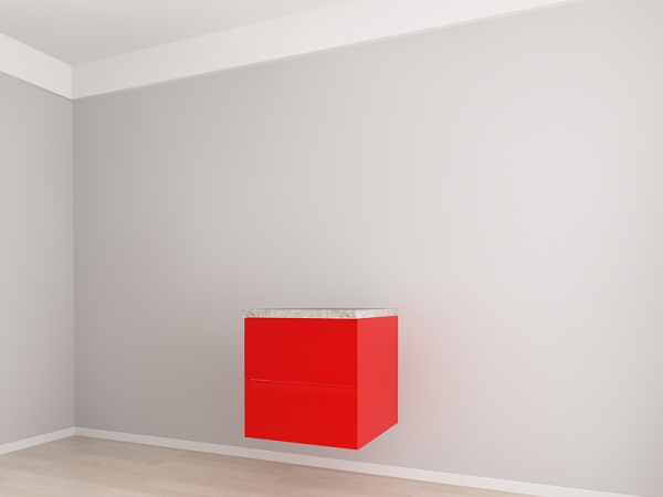 Corp Inferior 60 cm Adâncime 57 cm cu 2 Sertare - Evora MDF Rosu Lucios | Modul Bucătărie Suspendat Premium Configurabil - Hulgo Mobili [2]