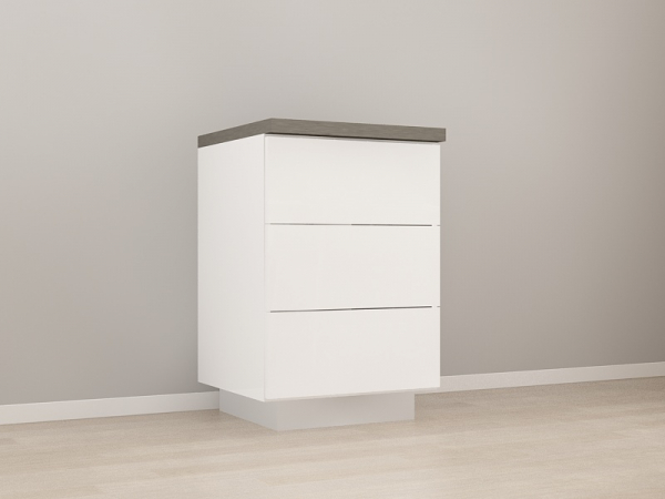 Corp Inferior 60 cu 3 Sertare Blanca Alb Lucios - Modul Bucătărie Configurabil, Fără Mânere, Deschidere Prin Apăsare - Hulgo Mobili [3]