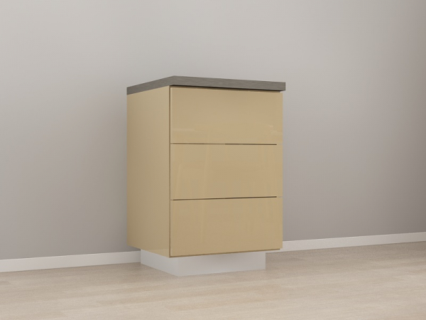 Corp Inferior 60 cu 3 Sertare Blanca Cappuccino Lucios - Modul Bucătărie Configurabil, Fără Mânere, Deschidere Prin Apăsare - Hulgo Mobili [3]