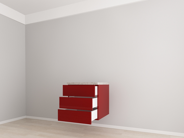 Corp Inferior 60 cm Adâncime 57 cm cu 3 Sertare - Evora MDF Bordo Lucios | Modul Bucătărie Suspendat Premium Configurabil - Hulgo Mobili [3]