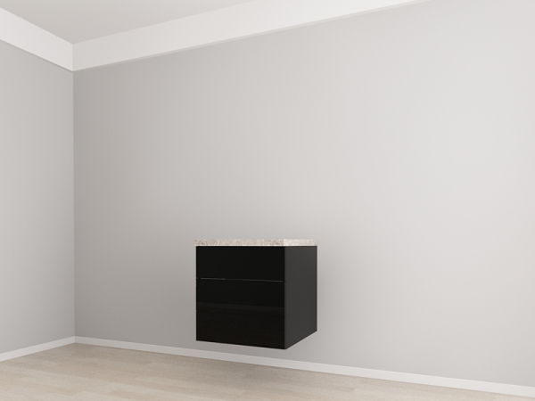 Corp Inferior 60 cm Adâncime 57 cm cu 3 Sertare - Evora MDF Negru Lucios | Modul Bucătărie Suspendat Premium Configurabil - Hulgo Mobili [2]