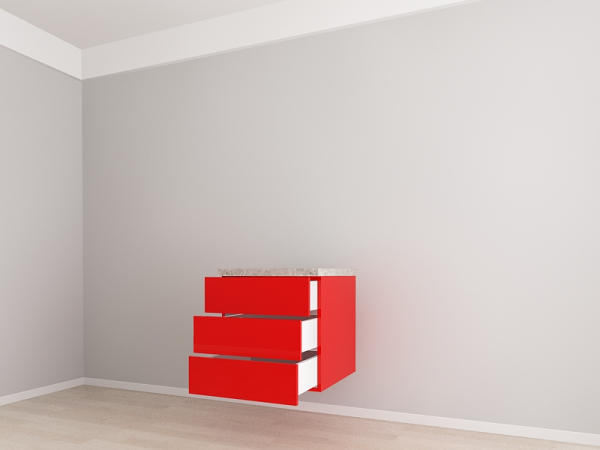 Corp Inferior 60 cm Adâncime 57 cm cu 3 Sertare - Evora MDF Rosu Lucios | Modul Bucătărie Suspendat Premium Configurabil - Hulgo Mobili [3]