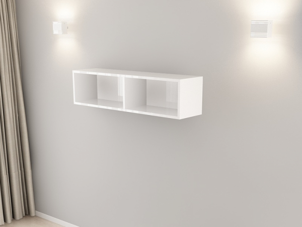 Corp Orizontal 120 MDF Alb/Negru Lucios - Quadro | Modul Mobilier Suspendat Premium Configurabil Fără Mânere/Push to Open - Hulgo Mobili [4]