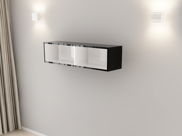 Corp Orizontal 120 MDF Negru/Alb Lucios - Quadro | Modul Mobilier Suspendat Premium Configurabil Fără Mânere/Push to Open - Hulgo Mobili [4]