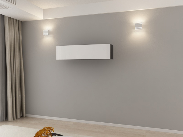 Corp Orizontal 120 MDF Negru/Alb Lucios - Quadro | Modul Mobilier Suspendat Premium Configurabil Fără Mânere/Push to Open - Hulgo Mobili [2]