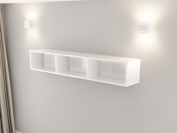 Corp Orizontal 180 MDF Alb/Negru Lucios - Quadro | Modul Mobilier Suspendat Premium Configurabil Fără Mânere/Push to Open - Hulgo Mobili [4]