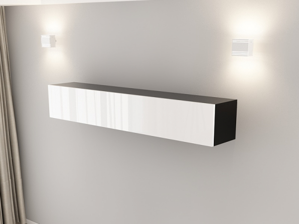 Corp Orizontal 180 MDF Negru/Alb Lucios - Quadro | Modul Mobilier Suspendat Premium Configurabil Fără Mânere/Push to Open - Hulgo Mobili [3]