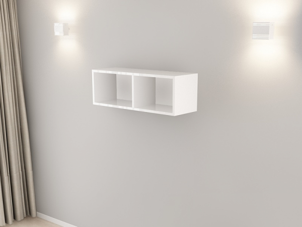 Corp Orizontal 90 MDF Alb/Negru Lucios - Quadro | Modul Mobilier Suspendat Premium Configurabil Fără Mânere/Push to Open - Hulgo Mobili [4]