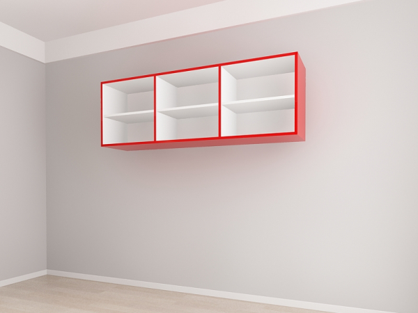 Corp Superior 180 cm Adâncime 37 cm cu 3 Uși - Evora MDF Rosu Lucios | Modul Bucătărie Suspendat Premium Configurabil - Hulgo Mobili [3]