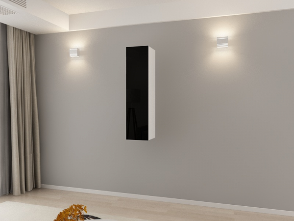 Corp Turn 120 MDF Alb/Negru Lucios - Quadro | Modul Mobilier Suspendat Premium Configurabil Fără Mânere/Push to Open - Hulgo Mobili [2]