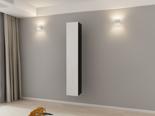 Corp Turn 180 MDF Negru/Alb Lucios - Quadro | Modul Mobilier Suspendat Premium Configurabil Fără Mânere/Push to Open - Hulgo Mobili [2]