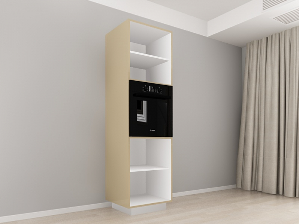 Corp Vertical 210 pentru Cuptor Incorporabil Blanca Cappuccino Lucios - Modul Bucătărie Premium Configurabil cu 2 Uși, Fără Mânere, Deschidere Prin Apăsare - Hulgo Mobili [2]