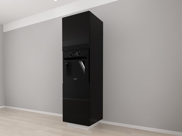 Corp Vertical 210 pentru Cuptor Incorporabil Blanca Negru Lucios - Modul Bucătărie Premium Configurabil cu 2 Uși, Fără Mânere, Deschidere Prin Apăsare - Hulgo Mobili [3]
