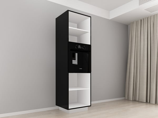 Corp Vertical 210 pentru Cuptor Incorporabil Blanca Negru Lucios - Modul Bucătărie Premium Configurabil cu 2 Uși, Fără Mânere, Deschidere Prin Apăsare - Hulgo Mobili [2]